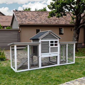 SDR031-grey à la mode en bois poulailler pour animaux de compagnie grand clapier à lapin pour <span class=keywords><strong>poule</strong></span> Chook Hamsters <span class=keywords><strong>furet</strong></span> coulissant Horizontal - Product Image 3