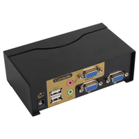 Conmutador KVM VGA de 2 Entradas VCOM, Solución para Ahorrar Espacio en Estaciones de Trabajo con Dos Computadoras, Cambio con Tecla de Acceso Rápido, Plug and Play