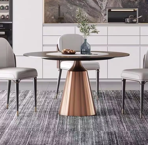 Italienischer moderner schwarzer runder Esstisch mit rotierendem Zentrum Günstiger minimalisti scher chinesischer Esstisch für 8 Personen Low Moq - Product Image 1