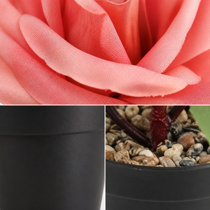 Planta Artificial Realista de Rosa em Vaso Preto para Decoração de Mesa em Casa, Escritório e Casamentos - Atacado - Product Image 3