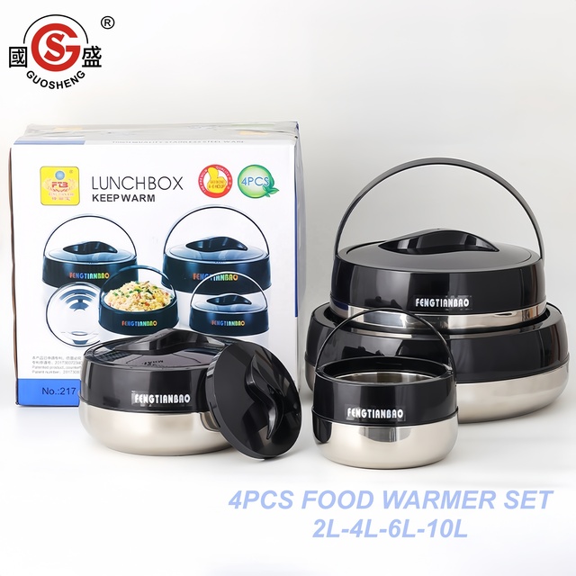 Hot Selling Luxury Big Capacity 4PCS Hot Pot Good Warmer Set 2L+4L+6L+10L Stainless Steel Hot Pot Food Warmer Set