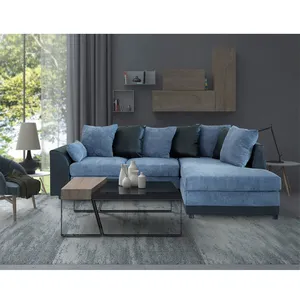 Winforce欧式当代廉价亚麻织物转角沙发部分家具客厅l形沙发沙发