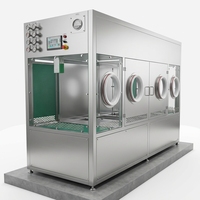 Kotak Sarung Tangan Isolator Aseptik 4 Port Baja Tahan Karat Filtrasi HEPA Tekanan Negatif Layar Sentuh untuk Uji Sterilitas