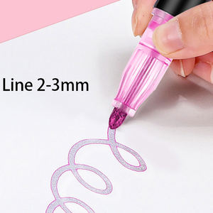 6色环保DIY圣诞问候生日书写闪光艺术绘画金属笔学校儿童礼品轮廓标记 - Product Image 3