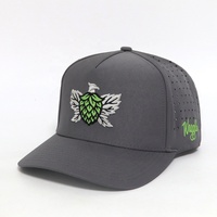 Casquette de baseball personnalisée avec logo brodé 3D, gris, séchage rapide, trous découpés au laser, sports de plein air, 5 panneaux, casquettes de golf pour hommes