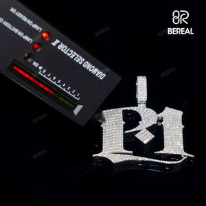 Personnalisé Vvs Moissanite Lettre Pendentif Charm Haute Qualité Rond Brillant Coupe 925 Argent Hip Hop Pendentif Initial - Product Image 2