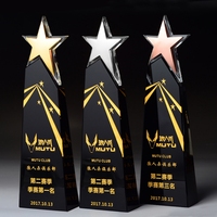 Plaque de prix ADL en cristal noir étoile en métal poli Trophées d'affaires et récompenses de reconnaissance Style Feng Shui pour le thème sportif