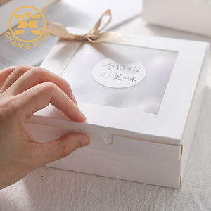 Embalaje de recuerdo de boda, caja de embalaje cuadrada de plástico mate para ventana de pastelería, cartón blanco con insertos - Product Image 4