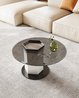 Table basse ronde en verre trempé avec plateau en pierre frittée PURUO – Vente chaude directe usine, vente en gros