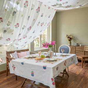 Modern Floral Cotton Customizable Handmade Printed Durable Washable Eco-Friendly 100D/48F Round <b>Tablecloth</b> Wedding <b>Party</b> Home - Product Image 2