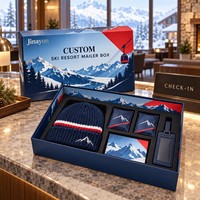 Boîte d'expédition rigide personnalisée pour station de ski, base et couvercle, impression CMYK, emballage en papier couché avec pelliculage brillant