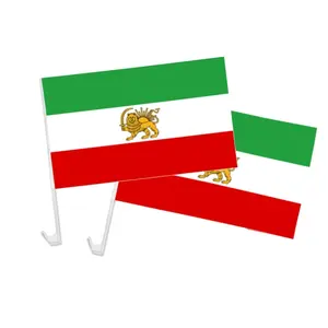 NUOXIN की आपूर्ति 12*18 इंच टिकाऊ डिजिटल मुद्रण के साथ पुराने ईरान कार की खिड़की झंडा शेर कस्टम प्लास्टिक डंडे