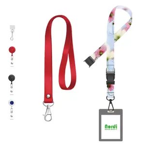 कस्टम लोगो धागा जेब शांत गर्दन का पट्टा आईडी कार्ड Lanyards कुंजी श्रृंखला धारक कुंजी अंगूठी