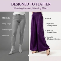 Pantalon large décontracté taille haute en soie de mûrier 100% jacquard violet Xiangyunsha pour femme
