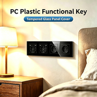 Prise murale UBARO 4 gangues UE avec 4 ports USB-A 16A 220V, indice de protection IP20, résistante aux manipulations, panneau en verre trempé ABS, 295mm