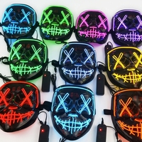 Masque LED Halloween lumineux noir en forme de V, masque de fête lumineux néon, masque de cosplay d'horreur pour événements