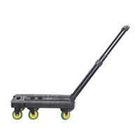Chariot à bagages pliable en plastique noir, capacité de charge de 150 kg, 6 roues TPR, transport industriel, poignée réglable, 61*35 cm