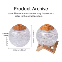Diffuseur d'huiles essentielles à ultrasons avec boule de cristal, humidificateur, lumière LED nocturne, aromathérapie portable pour la maison et l'hôtel