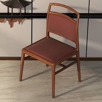 Chaise de salle à manger en cuir microfibre ergonomique personnalisée en bois de noyer noir d'Amérique du Nord de style chinois