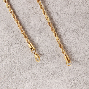 不锈钢 2MM 3MM 4MM 5MM扭曲粗链子项链分层男女金绳链项链 - Product Image 5