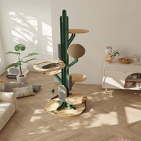 Arbre à chat de luxe moderne de 201 cm de haut à 6 niveaux en bois massif, tour de griffoir robuste et stable pour grands chats d'intérieur