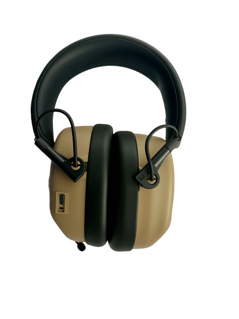 Electronic Active Noise Cancellation (ANC) Leather & Plastic Over Ear Headset with Microphone for Hunting and Shooting Training