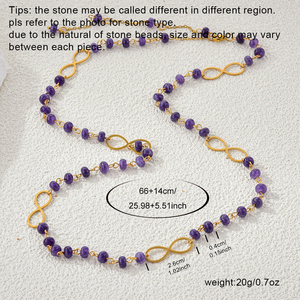 Collar de cuentas de tonos dorados de moda con cuentas de amatista en capas, joyería de moda de piedra Natural para mujer para uso diario y de fiesta - Product Image 3