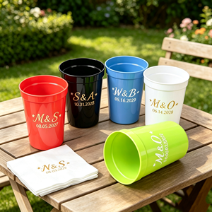 Gobelets en plastique promotionnels personnalisés avec logo, incassables, en PET, pour mariages et fêtes, gobelets de stade personnalisés givrés, 8oz, 10oz, 16oz, 20oz, 24oz, 32oz - Product Image 1