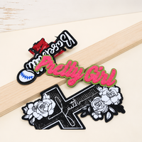 Patch brodé en chenille écologique avec lettres en résine, motif 'Pretty Girl', thermocollant pour sweat à capuche, veste en jean, DIY