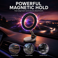 Support de téléphone magnétique pliable en alliage d'aluminium pour voiture, fixation stable sur tableau de bord, double charnière, rotation à 360 degrés pour MagSafe