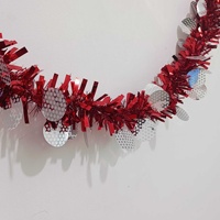 Weihnachtliche Dekorative Lametta-Girlande Großer Pompon-Band-Kranz Extra-Dichte Farbstreifen PET-Material 2m Feiertagsparty-Zubehör