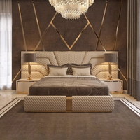 Furnistyle Cadre de lit double en cuir souple de luxe Nouveau design contemporain Super King Size pour la maison