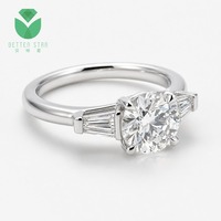 Bague de fiançailles classique à trois pierres Betterstar Brilliant Cut Lab Grown Diamond, plaqué or blanc 14K 18K, 2 carats D VVS, certifiée IGI