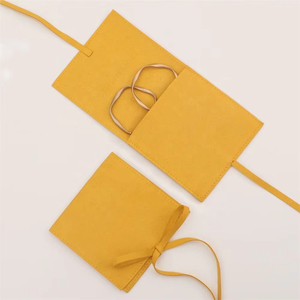 Ginger Yellow Microfiber Jewelry Pouch Bags Velvet Ring <b>Bracelet</b> Necklace Packaging Pouch With logo - Product Image 4