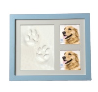 Cadre photo souvenir pour empreintes de pattes d'animaux (chien ou chat) avec kit d'empreintes en argile pour animaux de compagnie