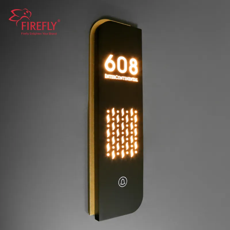 Custom Hotel Room Door Number Sign Electronic Doorplate Apartment Numbers Led Door Sign Hotel Door Number Plates with Doorbell