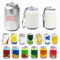 Porte-clés miniature personnalisé en forme de canette de soda simulée et breloque en plastique en forme de bière
