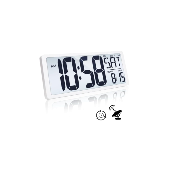Atomic Clock Backlight 14.2 Digital Wall Clock Battery-powered Large Display with Date Temperature Bedroom