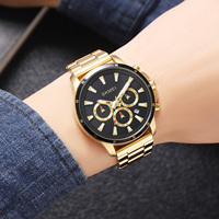 Montre à quartz pour homme, style 2024, alliage, verre, bracelet en acier inoxydable, étanche 30 m, chronographe, jour/date, haute qualité, personnalisable
