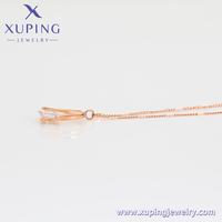 47162 XUPING JEWELRY Collier pendentif en acier inoxydable plaqué or rose avec zircon IV, nouveau design élégant