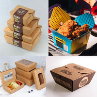 Boîte à déjeuner en papier kraft seau à nouilles jetable tasse à fond rond en papier kraft emballage à emporter seau rond carré bol de restauration rapide