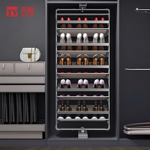 Wardrobe <b>Rotating</b> <b>Shoe</b> <b>Rack</b> Storage Organizer Cabinet Display Aluminum Modern 360 Revolving Living Room 50+ Pair Capacity - Product Image 1