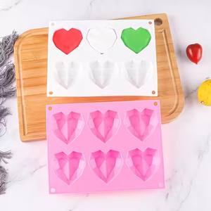 Machine à glaçons résistante à la chaleur 6 cavités en forme de coeur Silicone Cupcake moule cuisson <span class=keywords><strong>Mousse</strong></span> gâteau moule Muffin Pan - Product Image 2