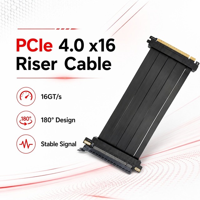 Vertical Mount PCIe 4.0 X16 GPU Extension Cable 180 Degree Riser Cord 32GB/s High Speed Shielded Copper Core Gaming PC ITX