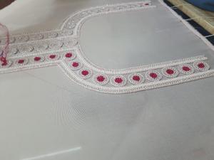 Luxury Unstitched Tissue Silk Kurta Set with Chanderi Bottom & Sheer Dupatta Aari Zardozi Work Emerald Embellishment Ethnic Wear - Product Image 4