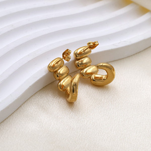 Huggie Earrings Gold Geometric Shape Titanium Steel Fashion Jewelry For Women - Product Image 2