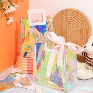 Bolsas de Regalo de PVC Transparentes Reutilizables Personalizadas, Bolsas de Compras Impermeables, Bolsas de Regalo Holográficas Grandes para Bodas - Product Image 6