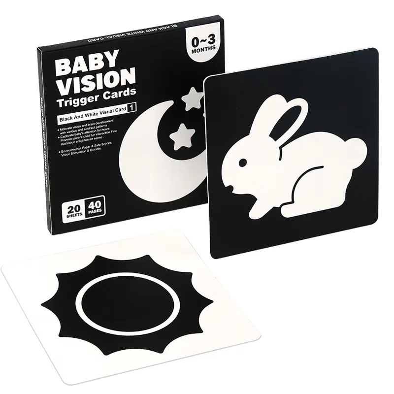 Mumoni – carte flash pour bébé, 20 pièces, cartes à déclencheur de Vision pour bébé, noir, blanc, coloré, Stimulation visuelle, apprentissage, jouets éducatifs