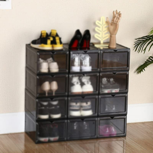 Meuble de rangement, étagère à chaussures, boîte à chaussures, étui transparent en plastique acrylique, sac transparent, blanc, pour salle de sport, pour enfants, pour cuisine, logo magnétique, style de construction - Product Image 1