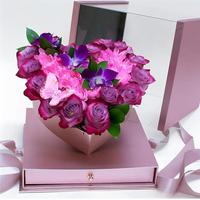 Boîte à fleurs en PVC carrée en forme de cœur 3D, boîte cadeau pour demoiselle d'honneur, boîte à fleurs fraîches pour anniversaire